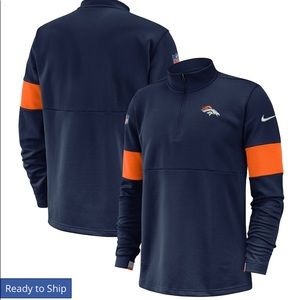 Nike Denver Broncos Navy Halfzip Pullover Top Sz L